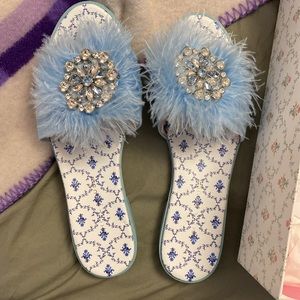 Hill House Summer Slides in Blue Feathers IT 40 US 10 EEUC